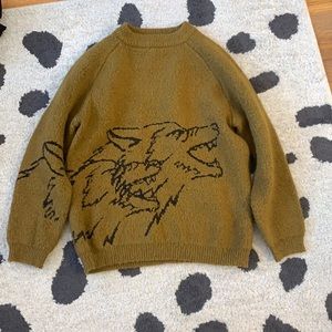 Olive green green wolf sweater
